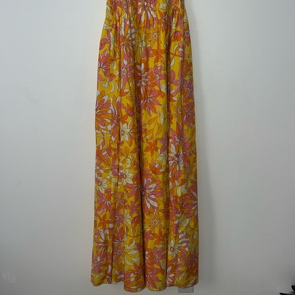 J. Crew Collection V-neck Floral Yellow Orange Print Maxi Dress Size XS - Picture 8 of 13